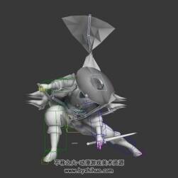 古裝雙手劍客斗笠男劍客3DMax模型帶綁定技能動(dòng)作下載