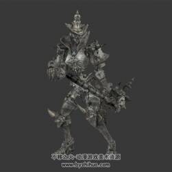 石甲女弓箭手 3D模型 有綁定和全套動作