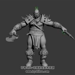 雙斧獠牙怪物巨人 3D模型 有綁定