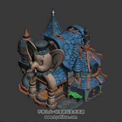 獸欄大象屋 max模式下載 3D模型 四角面