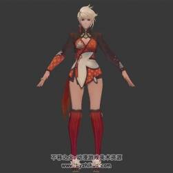 金短發(fā)女槍戰(zhàn)士 3D模型 有綁定