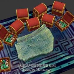 藏寶室的一堆寶箱 Max模型