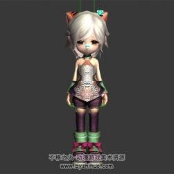 白發(fā)四頭身小蘿莉 3D模型 有綁定和動作