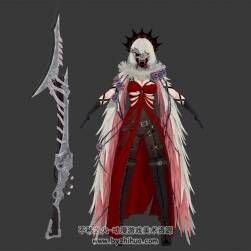 游戲角色人物惡魔面具女3DMax模型下載