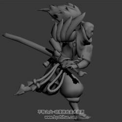 游戲角色男武士帶刀疾跑動作3DMax模型無貼圖下載