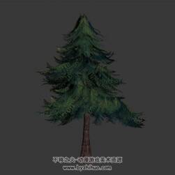 寫實(shí)風(fēng)松樹 max格式 3D模型下載 四角面