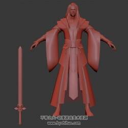 仙俠武俠風(fēng)游戲男角色劍仙3DMax模型無(wú)貼圖下載