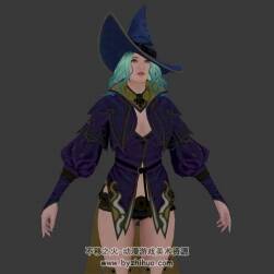 女法師巫師帶法杖3DMax fbx格式模型下載