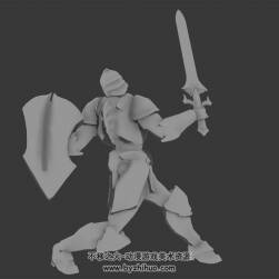 歐美古代鎧甲戰(zhàn)士帶劍盾3DMax模型帶骨骼攻擊受擊等動(dòng)作