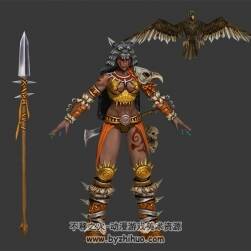 部落 女蠻族 3D模型 有綁定和動(dòng)作 四邊面