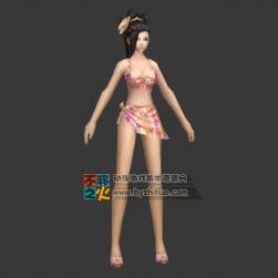 美女 少女 单马尾 泳装 模型