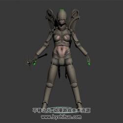 次世代 金屬鎧甲女戰(zhàn)神 3D模型有綁定
