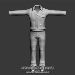現(xiàn)代男性 衣服鞋白模 3D模型 四邊面 高模