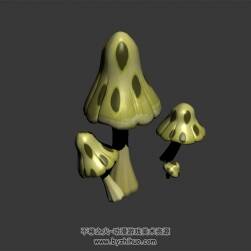 野生蘑菇 四角面3D模型下載 max格式