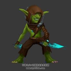 魔幻類游戲角色哥布林待機 受擊 攻擊 死亡動作3DMax模型帶骨骼綁定下載