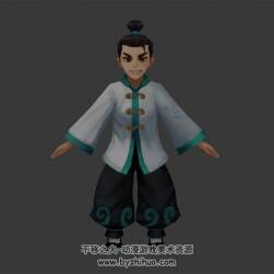 卡通風(fēng)格男弟子 3D模型 有綁定和動作