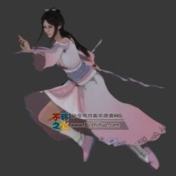 武侠游戏女主角模型 带全套动作