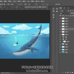 鲸鱼篇插画壁纸美图psd源文件分享图包下载 48P