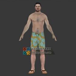 中年 男人 沙滩裤 模型