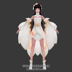 3個中式古裝女性3D模型 蘿莉少女婦人 格式Max