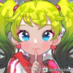 用medibang paint的對(duì)稱畫筆給少女眼睛上色