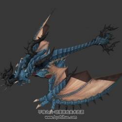 魔幻風(fēng)格游戲BOSS雙翼飛龍3DMax模型下載