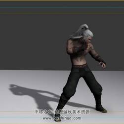 白發(fā)古裝男武師 3D模型 有綁定和武打動(dòng)作