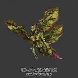 蝴蝶女妖 3D模型 有綁定和全套動作