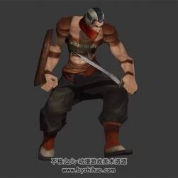 小怪NPC山賊盜賊強(qiáng)盜 3D模型 有綁定和偷偷走路動(dòng)作
