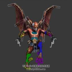 玄幻風游戲怪物妖獸蝙蝠精3DMax模型帶骨骼綁定全套動作下載