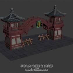 城池關(guān)卡 古風(fēng)建筑 四角面 3D模型百度網(wǎng)盤下載