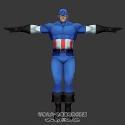 美國(guó)隊(duì)長(zhǎng)3d模型下載 3dmax格式T-pose