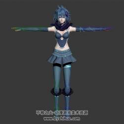 藍(lán)色短發(fā) 奇幻風(fēng)少女 3D模型 有綁定