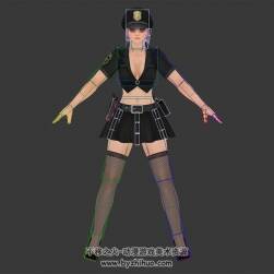 Ayane綾音性感女警 3DMax obj模型帶綁定下載