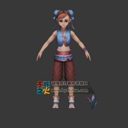 古装 村民 萝莉 小女孩模型