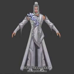 中式古裝英俊銀發(fā)男游戲角色3DMax模型下載