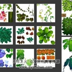 Q版手绘植物花卉树叶等贴图素材美术合集下载 711P