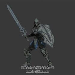 西方中世紀(jì)鎧甲戰(zhàn)士 3D模型有綁定和動作