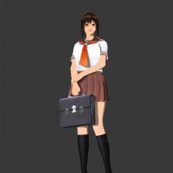 日系校園少女3dMax模型 含綁定動(dòng)作分享下載