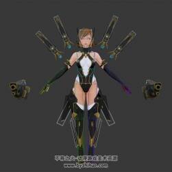 科幻風(fēng)浮游炮少女帶綁定3DMax模型肢體動(dòng)作下載