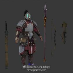 中式古代三國英雄將領(lǐng)3DMax模型帶武器下載