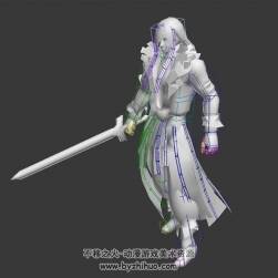 中式古裝狂野男劍士執(zhí)劍三連擊動作3DMax模型無貼圖