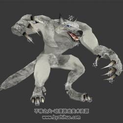 灰白毛色的狼人 3D模型 有绑定和动作
