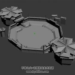 古風(fēng)男角色在廣場打太極 3D模型 有綁定和動畫