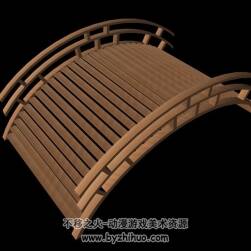 C4D Japanese Bridge 木質(zhì)拱橋3D模型下載
