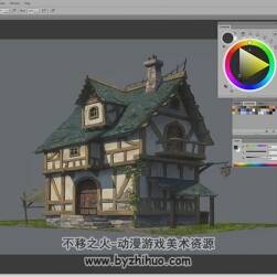 欧洲古代风格小楼 精细绘制视频教程 附PSD文件和笔刷