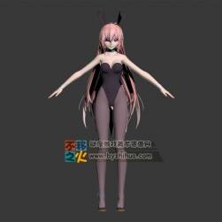 粉发 二次元 美少女 兔女郎 模型
