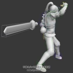 古装门派男剑客普通技能攻击动作3DMax模型带绑定下载