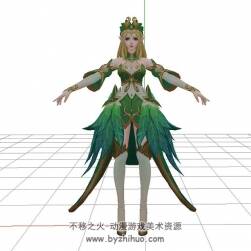 王者荣耀 王昭君凤凰于飞 精灵公主皮肤3DOBJ模型下载