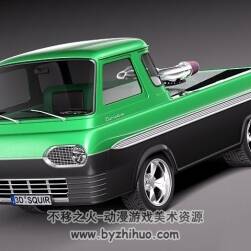 绿色客货车Ford E100 Econoline 1961 to 1967 3Dc4d格式模型下载